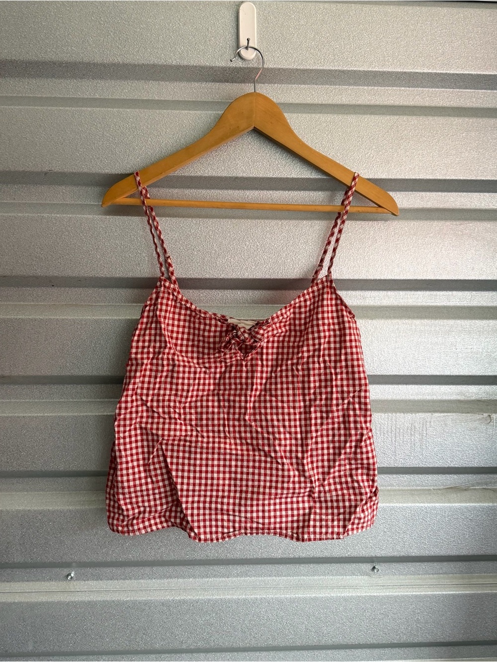 sezane suzie gingham tie front tank